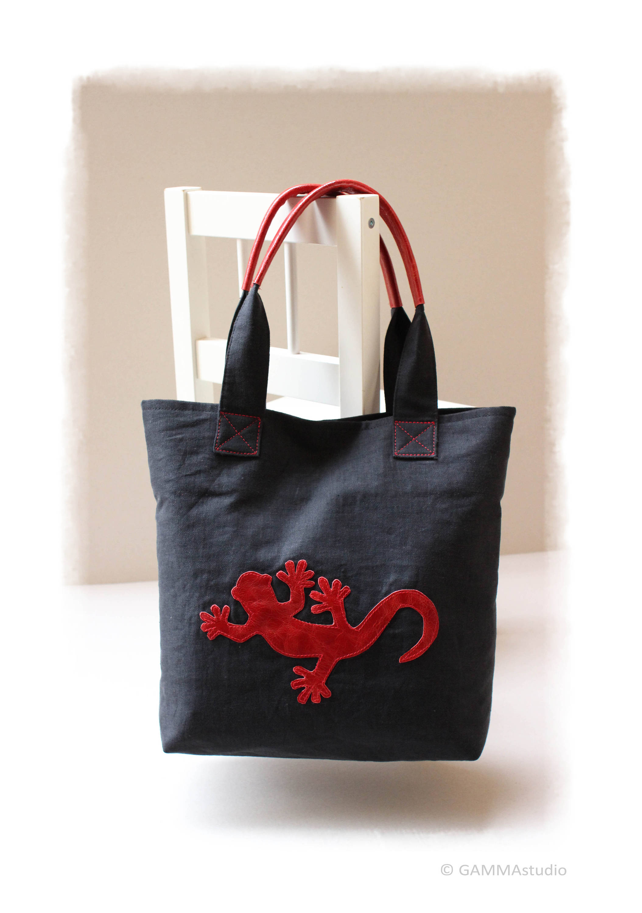 Vegan Medium Bag Gecko Bags Linen Bag Hobo Bag Shoulder Etsy