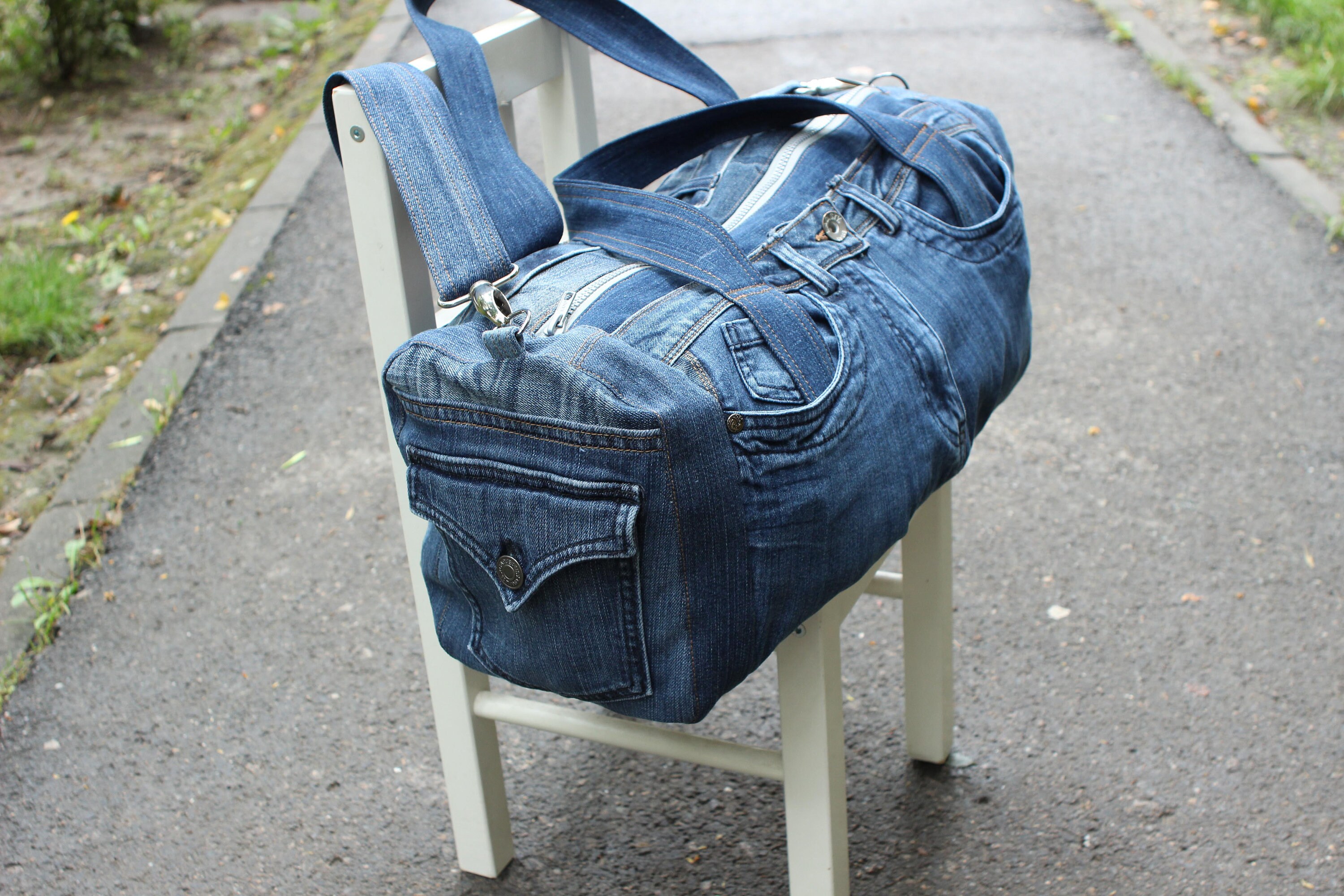 Denim Bag, Recycled Denim, Big Bag, Casual Bag, Sport Bag
