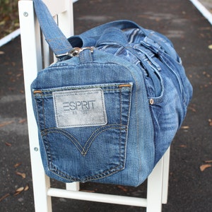 Denim bag, Recycled denim, Big bag, Casual bag, Sport bag, UNISEX BAG, Upcycled Denim Bag, Upcycled Jean Bag, GAMMAstudio, Code: Den-06