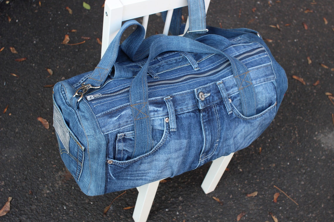 Denim Bag Recycled Denim Big Bag Casual Bag Sport Bag - Etsy