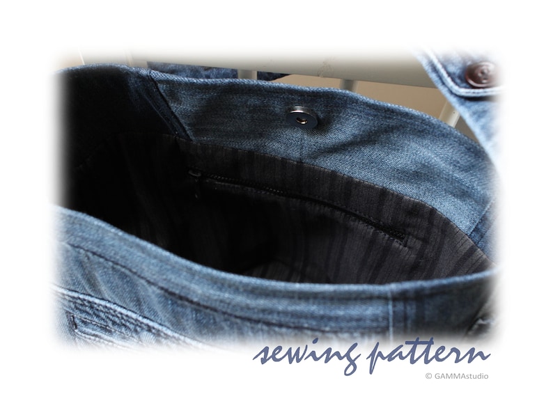 Sewing Denim Bag PATTERN, DIY Denim Bag, Jean bag TUTORIAL, Make your own bag, Festival bag, Recycled Jean Bag, Upcycle Denim, Code: Tania image 6