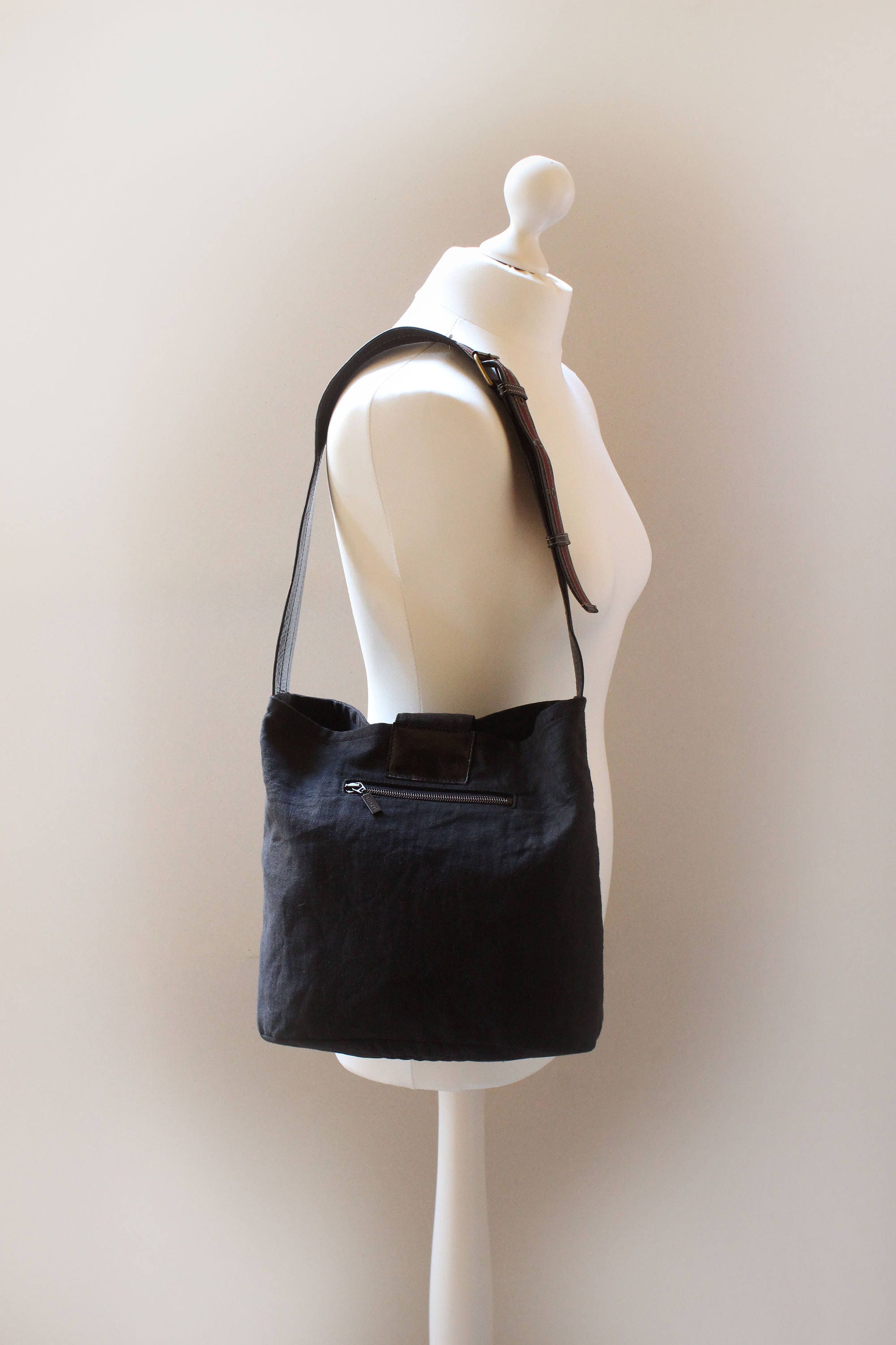 Linen HOBO Bag, Summer Bag, Black Bag, Artsy Bag, Linen Bag, Textile