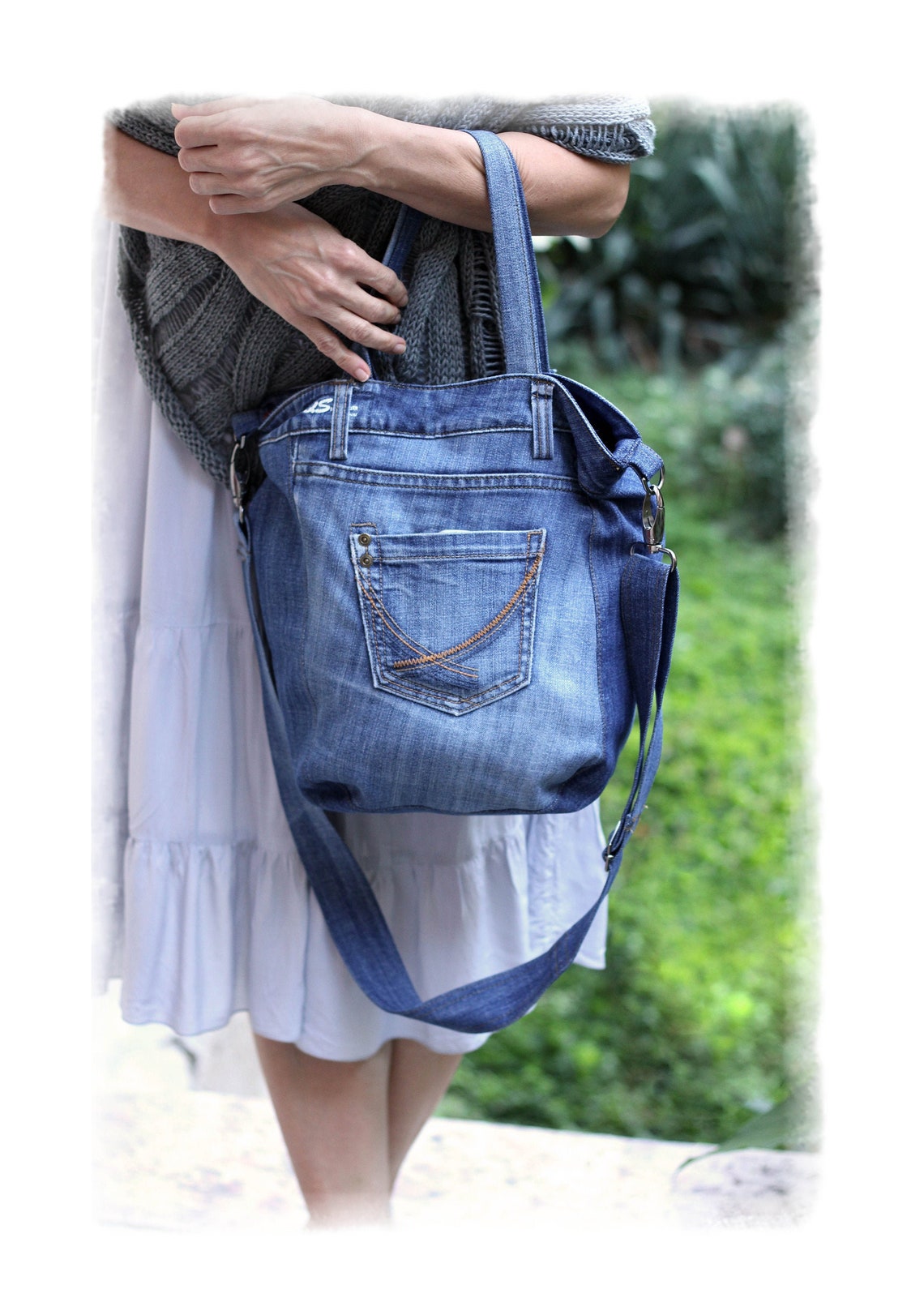 Recycled Denim Bag Code Denim 02 Unisex Bag Casual Denim Etsy