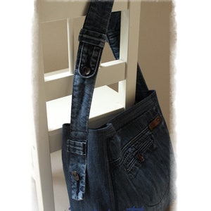 Sewing Denim Bag PATTERN, DIY Denim Bag, Jean bag TUTORIAL, Make your own bag, Festival bag, Recycled Jean Bag, Upcycle Denim, Code: Tania image 2