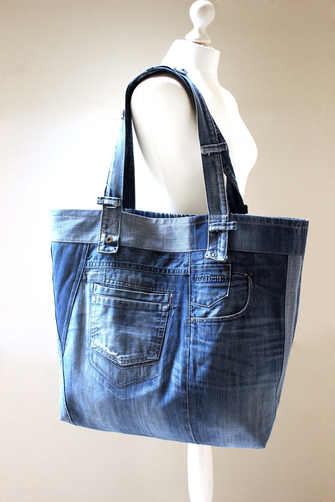 XXL Denim Bag Weekender Bag Festival Bag Beach Bag Recycle - Etsy