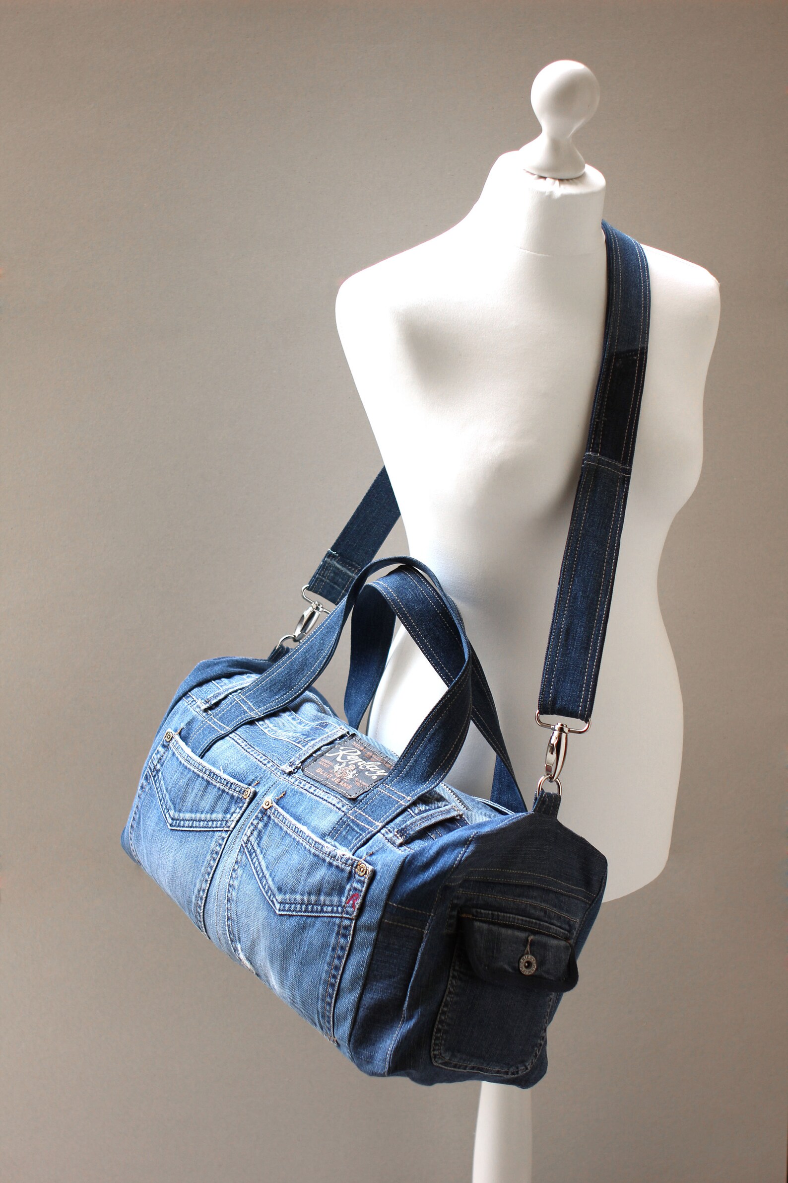 Denim Bag, Recycled Denim, Big Bag, Casual Bag, Sport Bag, UNISEX BAG ...