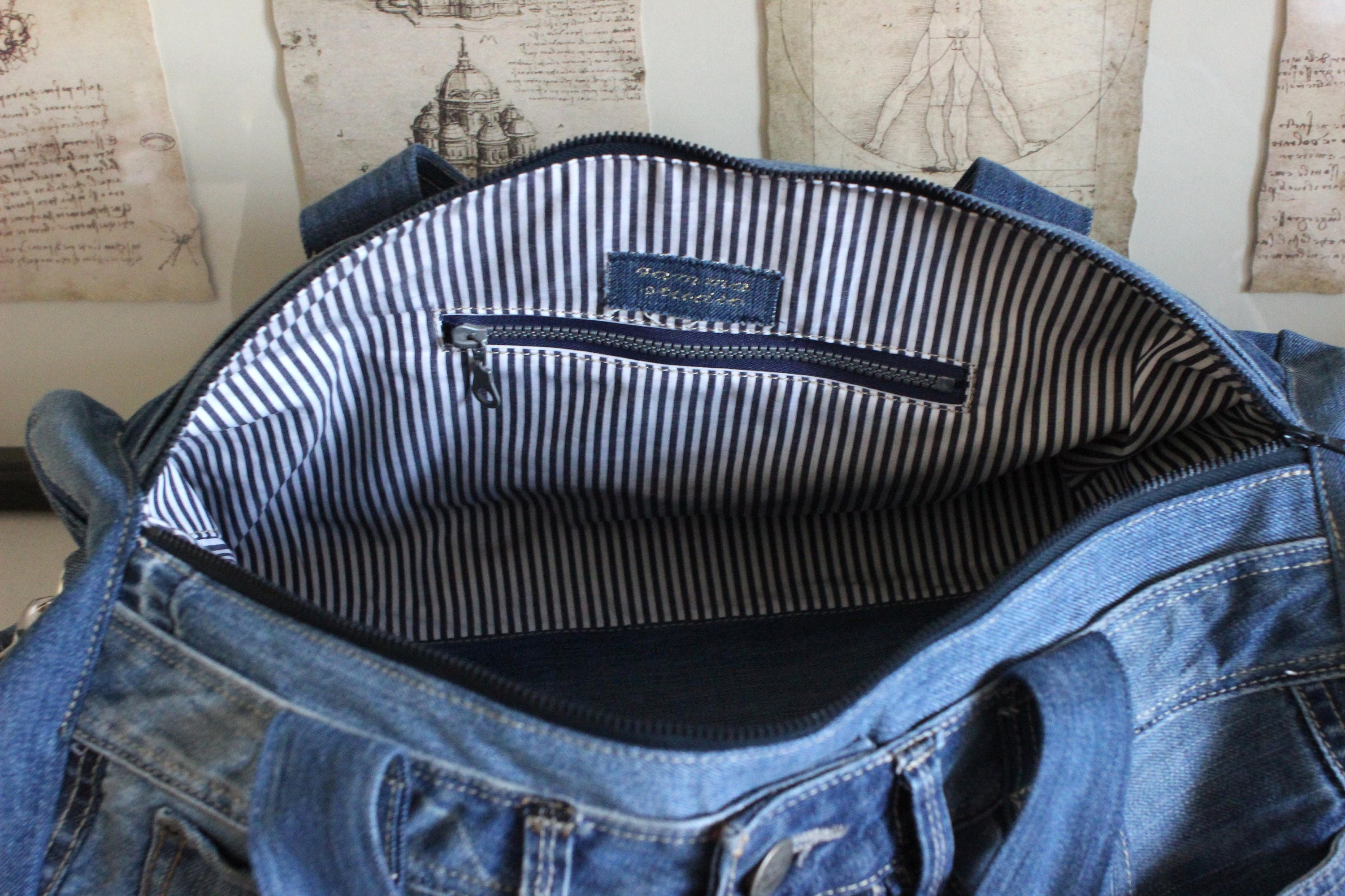 Denim Bag, Recycled Denim, Big Bag, Casual Bag, Sport Bag Denim Bag, Recycled Denim, Big Bag, Casual Bag, Sport Bag