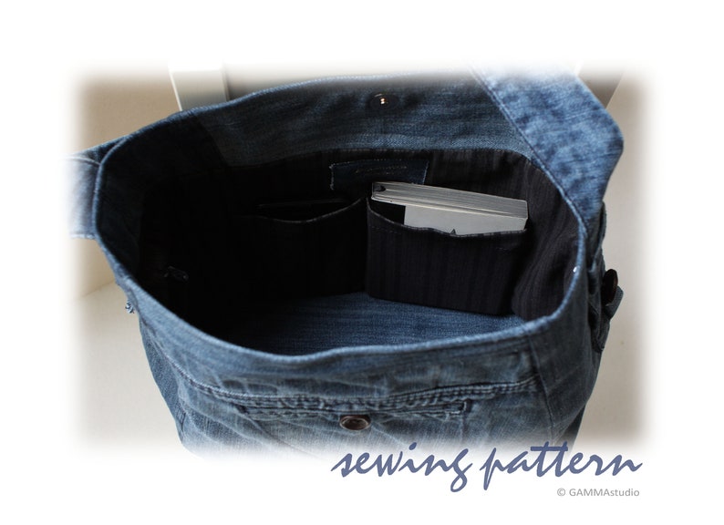 Sewing Denim Bag PATTERN, DIY Denim Bag, Jean bag TUTORIAL, Make your own bag, Festival bag, Recycled Jean Bag, Upcycle Denim, Code: Tania image 4