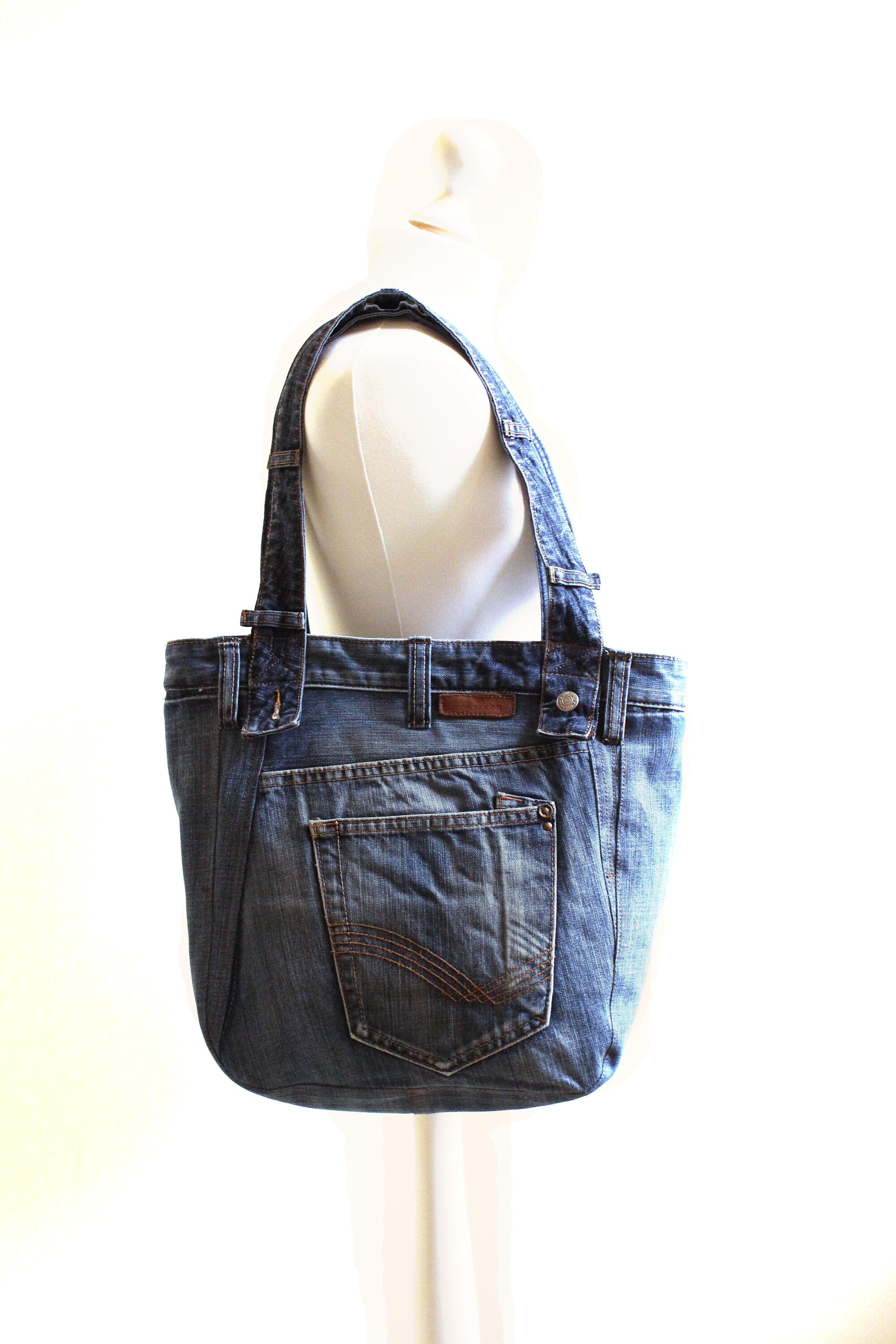 L Weekender Bag, Travel Bag, Festival Bag, Recycled Jeans, Recycled ...