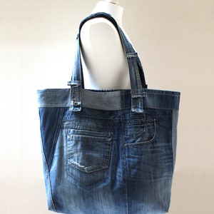 XXL Denim Bag, Weekender Bag, Festival Bag, Beach Bag, Recycle Art ...