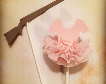 Ruffles or Rifles Gender Reveal, Boy or Girl, Pink or Blue, Cupcake Toppers
