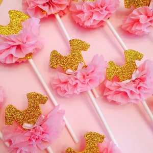Tutu Cupcake Toppers, Pink and Gold, Princess Party, Ballerina Party