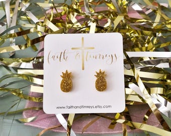 Pineapple Earrings, Acrylic Earrings, Beach Jewelry, Beach Earrings, Tropical Jewelry, Acrylic Jewelry, Glitter Pineapples, Food Earrings