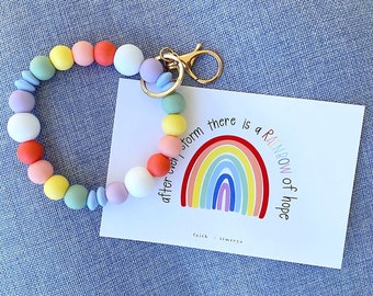 Rainbow Baby Wristlet, Rainbow Baby Keychain, Miscarriage Keepsake, Miscarriage, Mother's Day Gift, Beaded Wristlet, Key Holder