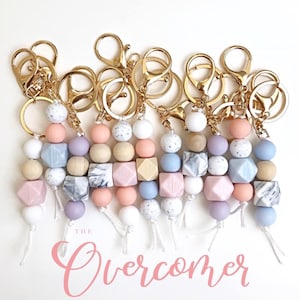 Overcomer Keychain, Silicone Beaded Keychain, Custom Keychain, Nurse Keychain, Mother Keychain, Beaded Keychain, Military Keychain, Handmade