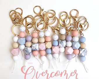 Overcomer Keychain, Silicone Beaded Keychain, Custom Keychain, Nurse Keychain, Mother Keychain, Beaded Keychain, Military Keychain, Handmade