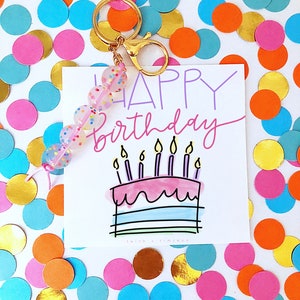 Happy Birthday Keychain, Birthday Keychain, Birthday Gift, Confetti Keychain, Party Favor