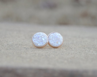 White Druzy Studs, Opal Druzy, Opal Studs, Druzy Studs, Handmade Jewelry, Druzy Jewelry, Opal, Faith, Sparkle Studs, Studs, Earrings, Custom