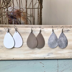 Leather Teardrop Earrings, Teardrop Earrings, Handmade Earrings, Christian Jewelry, Leather Jewelry, Metallic Earrings, Gold Metallic