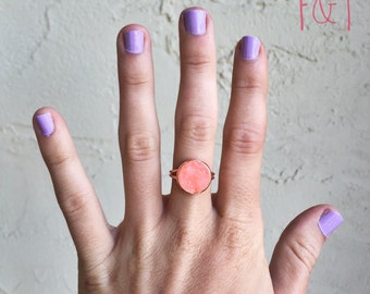 Druzy Ring, Bridal Gift, Coral Ring, Coral, Dainty Ring, Statement Ring, Bridal, Bridesmaid, Christian, Druzy Ring, Druzy, Mint, Faith, Ring