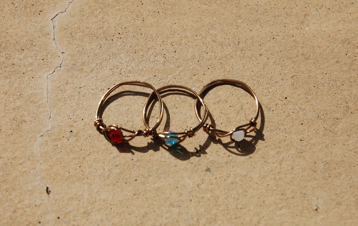 Bohemian Wire Wrapped Stack Rings, Stack Rings, Wire Rings, Bohemian ...