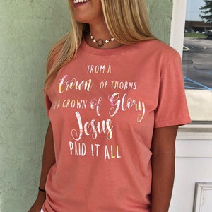 Christian Tee, Christian Clothing, Crown of Thorns, Faith Shirt, Faith Clothing, Orange Tee, Fall T-Shirt, Floral T-Shirt, Jesus T-Shirt image 3