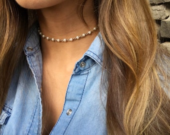 Beaded Chain Choker, Chain Choker, Mint Choker, White Choker, Red Choker, Choker, Chain Choker, Simple Choker, Layering Choker