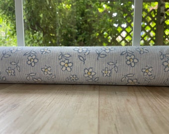 38" Cedar Filled Door Draft Stopper, Draftstopper, Draught Excluder Breeze Blocker, Window Draft Guard, Light Blue Flower