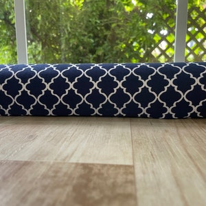 Draft Stopper for Door or Window  Breeze Blocker Draft Guard Draftstopper Door Snake  Cedar Filled Insect Repellent 38" Navy Blue Quatrefoil