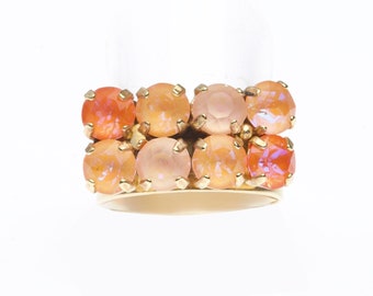 artjany goldener Ring in peach fuzz mix Swarovski Kristalle grössenverstellbar