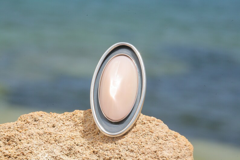 Artjany oval ring nude powder rose Silver