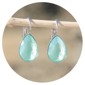 artjany earrings drop Swarovski crystal mint green silver