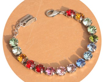 bracciale artjany Cristalli Swarovski arcobaleno mix argento