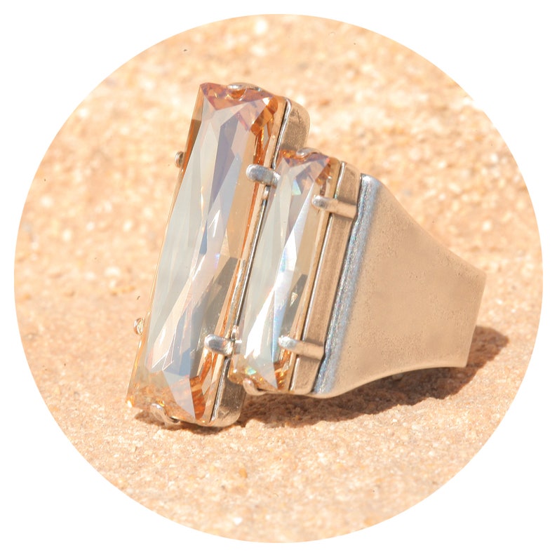 swarovski crystal baguette ring