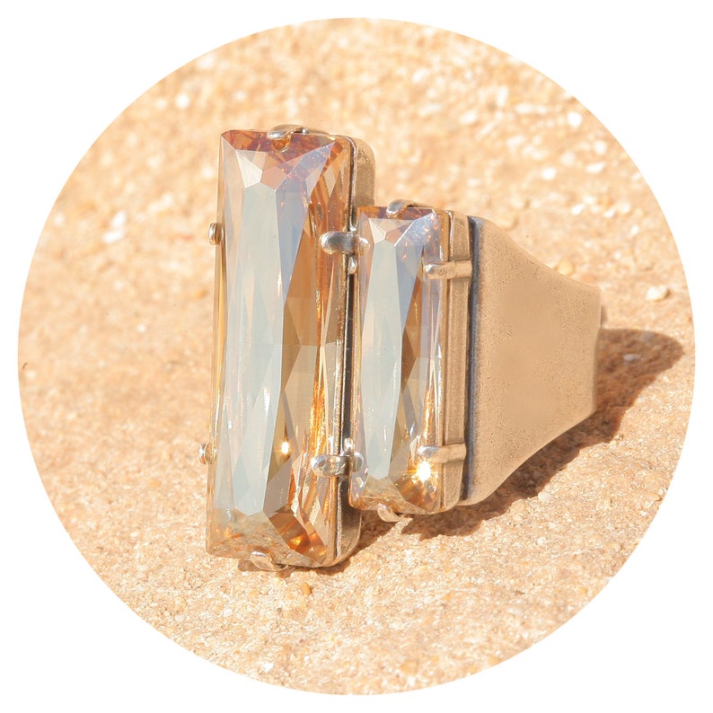 swarovski crystal baguette ring