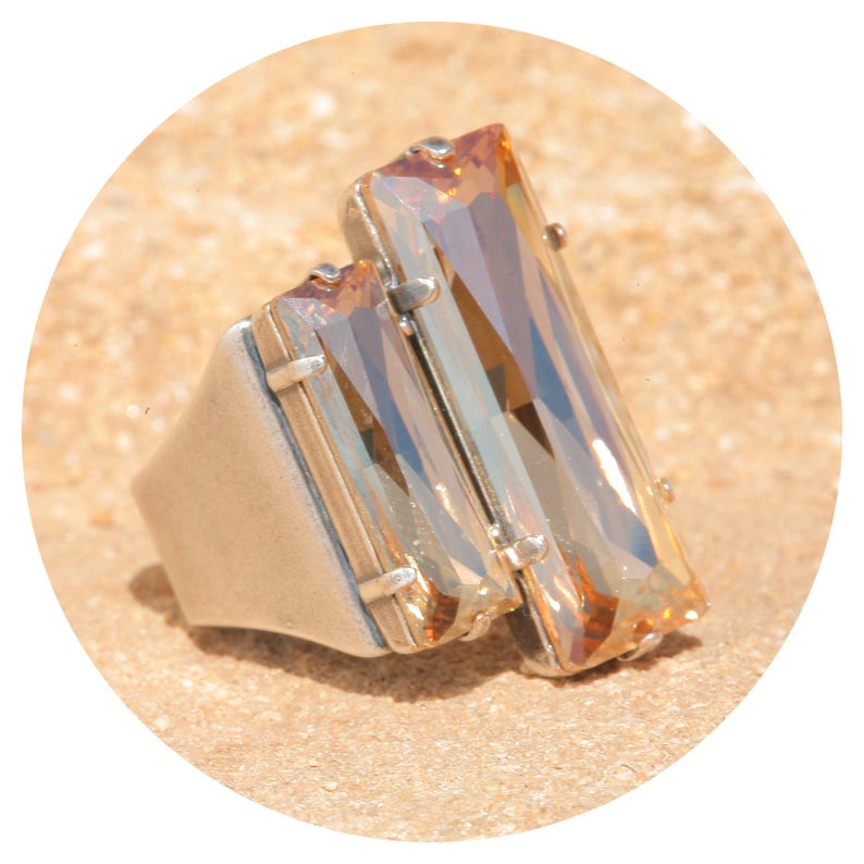 swarovski crystal baguette ring