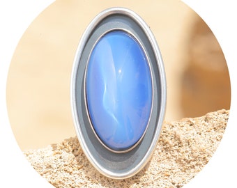 artjany ovaler Ring seidenblau blau silber
