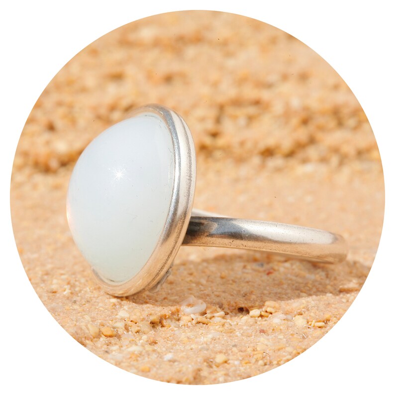 artjany Ring Cabochon rund white opal silber Bild 2