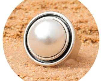 artjany Ring perle white pearl silber