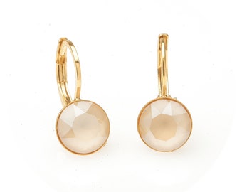 artjany golden earring cut crystals ivory cream