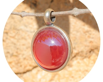 Artjany pendant cabochon round royal Red Red Silver