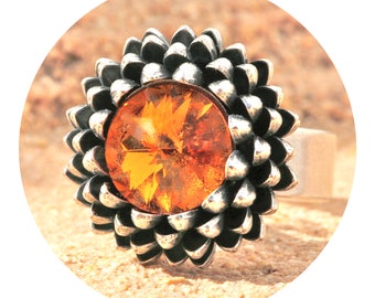 artjany Ring ananas Swarovski Kristall rivolie  tangerine silber