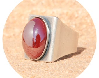 artjany Ring Cabochon oval royal red rot silber