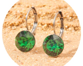 artjany earrings Swarovski crystal emerald rhodium