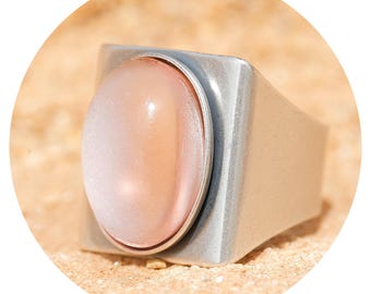 artjany Ring Cabochon oval rose silber