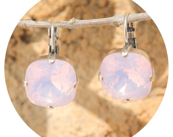 artjany Ohrring Swarovski Kristall cushion cut rose water opal silber