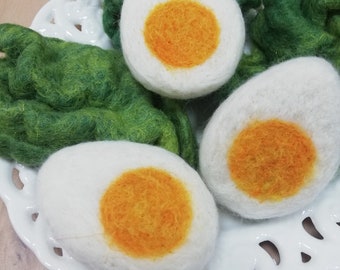 Felted Boiled Egg, Felt boiled egg, Pretend boiled egg, Needle felt egg, Needle felted food, Wool felt food, Needle felted play food