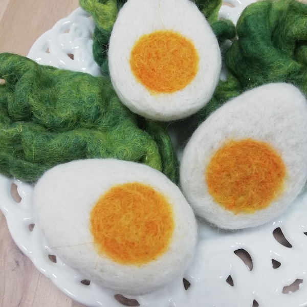 Felted Boiled Egg, Felt boiled egg, Pretend boiled egg, Needle felt egg, Needle felted food, Wool felt food, Needle felted play food