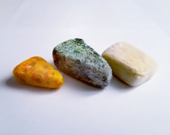 Felted Cheese Platter, Felt cheese, Needle Felted Woolen Cheese, Needle Felted food, Pretend food, PLay food,  Felt food