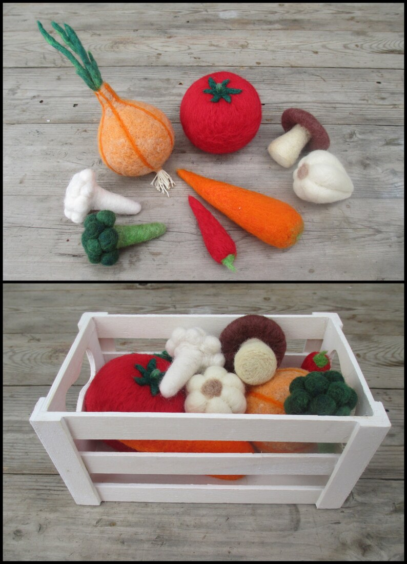 Set of 8 Pcs Vegetables, Play Food Vegetables, Woolen Play Food, Felt Set Vegetables, Vegetables